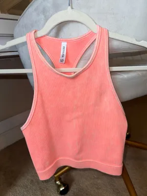 Zenana Ribbed Tank Top in Coral thumbnail 1