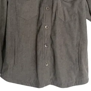 Avec Les Filles Top Womens L Gray Corduroy Long Sleeve Button Up Anthropologie thumbnail 7