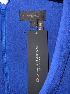 Donna Karan Royal Blue V-Neck Pleated Sleeveless Midi Dress Size 10 NWT thumbnail 2