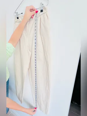 Zara Cream Pleated Barrel Leg Trousers High Rise Minimalist M thumbnail 4