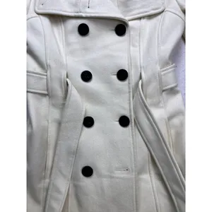 Guess Wool Blend Peacoat Womens Small Cream Double Breasted‎ Belted thumbnail 3
