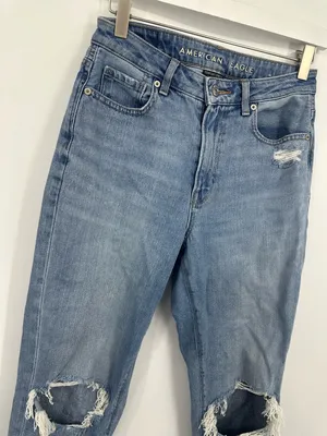 American Eagle Outfitters Comfort Stretch Waistband Mom Jeans Size 2 Distressed thumbnail 4