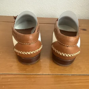 Cole Haan Country Loafers Brown/White Leather Tassel Kiltie Moc Toe Shoes Sz 7.5 thumbnail 4