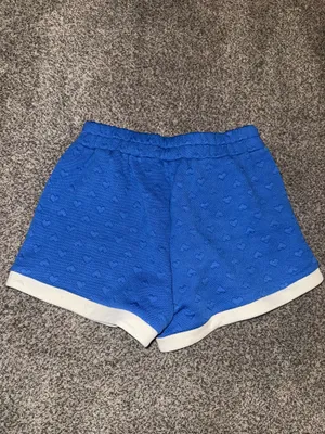 Umgee Raised Hearts Knit Lounge Shorts Blue Size S NWT thumbnail 3