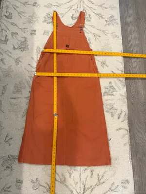 For Joseph XS Orange Overall Maxi Dress Pinafore Jumper Vintage Style Made USA thumbnail 11