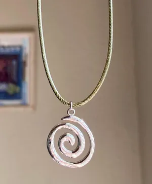 Handmade stainless steel spiral swirl uzumaki funky boho grunge style necklace🌀 thumbnail 2