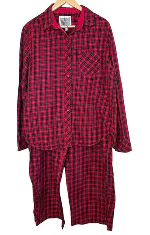 Victoria's Secret Red Plaid 2 Piece Pajama Set XL Holiday Christmas Heritage‎ thumbnail 1
