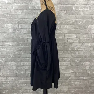 EXLURA Square Neck Black Mini Dress thumbnail 4
