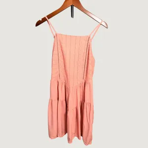 Wild Fable Coral Pink Eyelet Tiered Mini Dress Smocked Back Large thumbnail 3