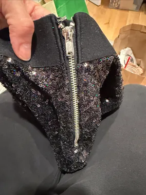 GAP‎ Black Sequin Ankle Pants side zip medium thumbnail 3