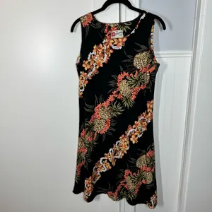 Hilo Hattie Hawaiian Midi Dress‎ Made in USA Sleeveless Tank Pineapple Floral thumbnail 2