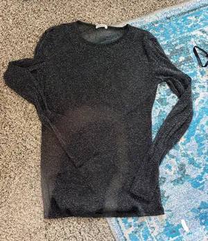 Sheer sparkle long sleeve Black Size M thumbnail 1