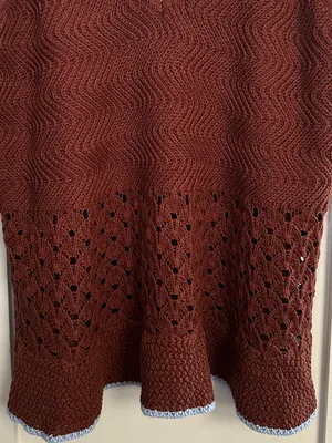 A New Day Crochet Knit Tank Top Brown Blue Trim Camisole XL NWOT thumbnail 9