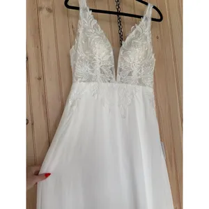 NWT Lulus Forever Promised White Chiffon Embroidered Sequin Maxi Dress Bridal L thumbnail 4