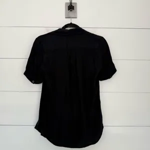 Women’s Vintage Small Black 100% Silk Button Up Short Sleeve Blouse thumbnail 4