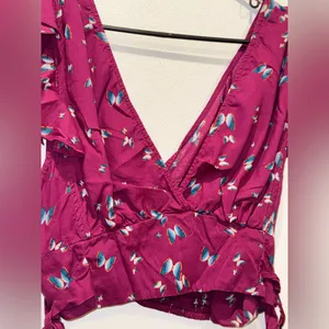 Free People Pretty Dayz Butterfly Wrap Crop Top Boho NWOT XL thumbnail 4