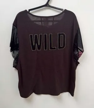 FP Movement Free‎ People Wild Graphic Mesh Sleeve Tee Brown Charcoal Small thumbnail 1