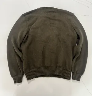 Polo Ralph Lauren Mens XL Brown Olive Cotton Knit Crewneck Sweater Red Pony thumbnail 2