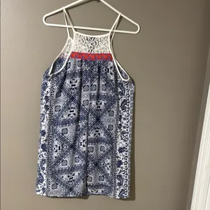 Trixxi Blue and White Sleeveless Halter Sundress thumbnail 3