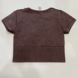 Aerie Offline XS Brown Ribbed Cropped T-Shirt Seamless Baby Tee thumbnail 4