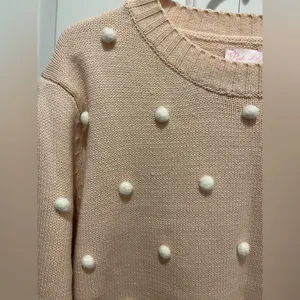 Pink Lily Adorable Light Pink Lightweight Pom Sweater Sz L EUC thumbnail 2