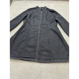 Zara Black Long-Sleeve Mini Dress with High Neck Size XL 97% Cotton thumbnail 14