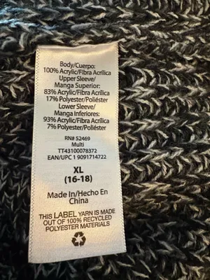 Time & Tru size XL black & grey sweater thumbnail 6