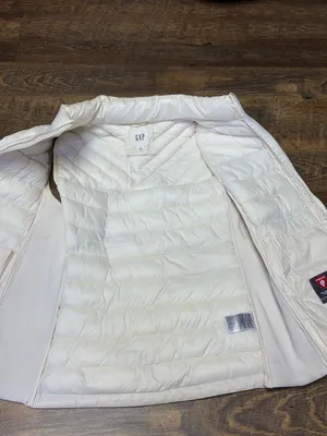 GAP Quilted Puffer Vest Women's Medium Primaloft Full Zip Ivory thumbnail 5