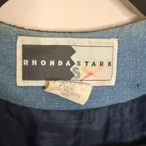 Vintage Rhonda Stark Southwestern Wool Blend and Denim Jacket With Fringe Large thumbnail 2