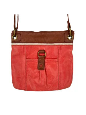The Sak Kendra Coral Brown Leather Crossbody Bag Adjustable Strap Front Buckle thumbnail 2