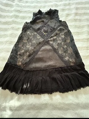 Free People ONE Black Lace Angel Dress Whimsigoth Cutout Size XS. thumbnail 6