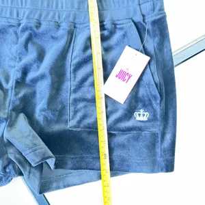 NWT Juicy Couture Women's Black Velour Shorts - Size Large 🖤✨ thumbnail 9
