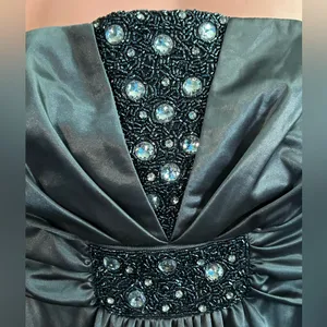 My Michelle Elegant Full Length Strapless Gray Evening Gown Prom Dress Size M thumbnail 4