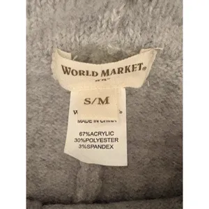 World Market Cozy Color Block Wide-Leg Drawstring Pants Gray/Ivory Pull-On S/M thumbnail 3