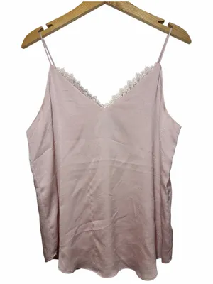 Express Blush Pink Lace Trim Camisole Chiffon Blouse thumbnail 2