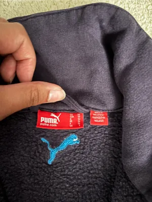 Puma Navy Zip-Up Bomber Jacket with Teal Logo thumbnail 2