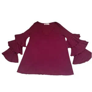 Free People Beach Magenta Size S Seashore Mini Dress Bell‎ Sleeves Boho Hippie thumbnail 2