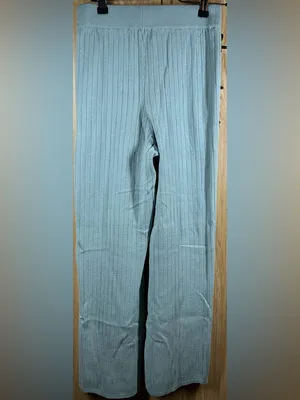 Abercrombie & Fitch Size S Blue Sweater Ribbed Wide Legs Pants thumbnail 4