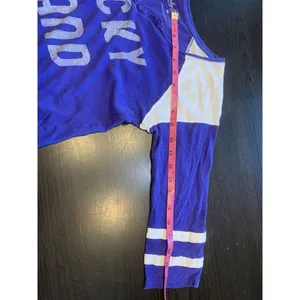Y2K Lucky Brand Shirt Womens XS‎ Colorblock Purple Sporty 3/4 Sleeve READ thumbnail 11