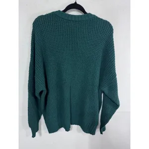 American Eagle Women's L Teal‎ Sweater Waffle Knit Pullover Cozy Relaxed Fit thumbnail 3