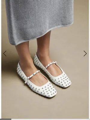 Ellidy Ballet Flat Studded Mary Jane embellished white leather Lolita glam thumbnail 2