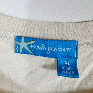 Fresh Produce Womens XL Cream Cotton Short‎ Sleeve T-Shirt Made in USA thumbnail 3