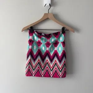 Charlotte Russe Chevron Diamond Pattern Mini Skirt 2010s Bodycon Stretch Retro M thumbnail 3