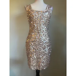 GUESS Champagne Sequin Sleeveless Mini Cocktail Dress glam‎ Y2K bling party 4 thumbnail 3