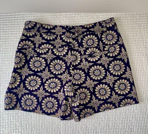 Anthropologie Elevenses Blue and cream Floral High Waist Shorts thumbnail 4