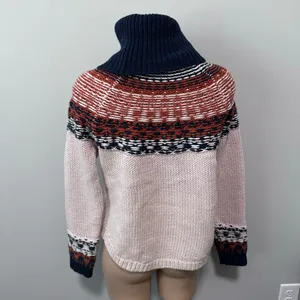 Madewell Brookdale Fair Isle Turtleneck Sweater Navy Orange Fall Small Autumn thumbnail 4