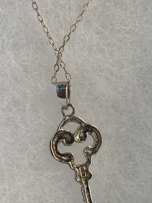 Sterling Silver 925 Heart Key Necklace thumbnail 5