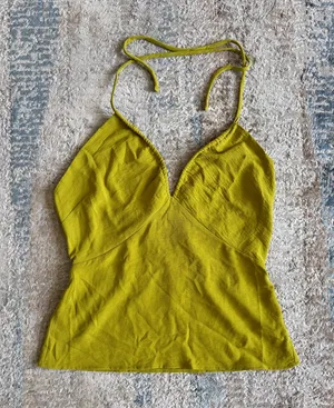 Monteau Chartreuse Halter Top thumbnail 1