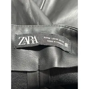 Zara Women's Black Faux Vegan Leather High Waist Mini Flared A-Line Skirt Size M thumbnail 3