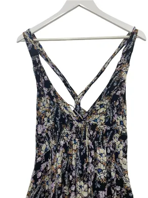 Free People Washed Ashore Halter Mini Dress Black Floral Size L thumbnail 5